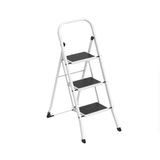 Amig Vouwbare Ladder met 3 Treden Staal Wit 106x72x46 cm