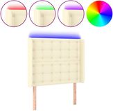 vidaXL Hoofdbord LED 103x16x118/128 cm Kunstleer Crèmekleurig