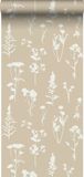 ESTAHome Veldbloemen Zand Beige Vliesbehang - 53 cm x 10.05 m