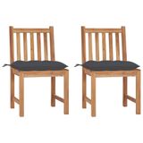 VidaXL Tuinstoelen 2 st met kussens massief teakhout Antraciet