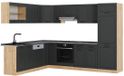 Vicco Hoekkeuken R-Line, anthracite campagne/doré chêne, 287 x 227 cm