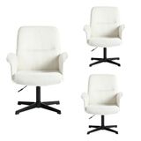 MEUBLE COSY Set van 3 bureaustoelen, draaibaar, in hoogte verstelbaar, make-uptafelstoel, stoel van bouclé-stof, voor werkkamer, slaapkamer, wit, metaal, 66 x 63 x 82-94 cm, 3 stuks