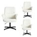 MEUBLE COSY Set van 3 bureaustoelen, draaibaar, in hoogte verstelbaar, make-uptafelstoel, stoel van bouclé-stof, voor werkkamer, slaapkamer, wit, metaal, 66 x 63 x 82-94 cm, 3 stuks
