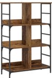 vidaXL Boekenplank - 4-laags - 78,5 x 33 x 117,5 cm - Metaal - Oud hout
