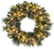 HOMCOM Couronne de Noël 60x60x10cm Plastique Vert avec Neige