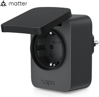 TP-Link Tapo P410M Smart Plug - Outdoor, Black, Wi-Fi, 3680W, IP54, Matter Compatible