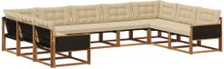 vidaXL - Banc en bois d'acacia, ensemble de salon 9 places, naturel et beige