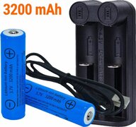 King Mungo 18650 Batterij Oplaadbaar + oplader 3200 mAh 3.7v 2 stuks KMBA004