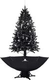 vidaXL Sapin de Noël enneigé avec pied parapluie 190 cm PVC noir