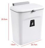 Poubelle suspendue - Poubelle murale - Avec couvercle - 9 litres - Convient aux camping-cars et aux salles de bain - Fabriquée en PP - Blanc