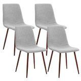 CangLong Set van 4 eetkamerstoelen, retro gestoffeerde keukenstoelen voor keuken, eetkamer, moderne stoffen loungestoelen met metalen poten, grijs