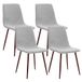 CangLong Set van 4 eetkamerstoelen, retro gestoffeerde keukenstoelen voor keuken, eetkamer, moderne stoffen loungestoelen met metalen poten, grijs