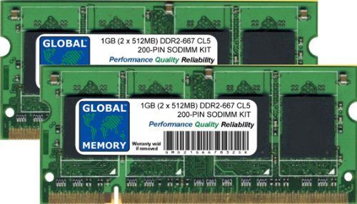 GLOBAL MEMORY 1GB (2 x 512MB) DDR2 667MHz PC2-5300 200-PIN SODIMM GEHEUGEN RAM KIT VOOR MACBOOK & MACBOOK PRO