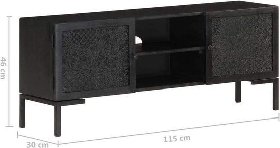 vidaXL Tv-meubel 115x30x46 cm massief mangohout zwart