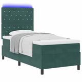 vidaXL - LED Boxspring Bed met Matras Donkergroen 90 x 190 cm Stof