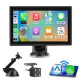 Junsun Draagbaar CarPlay-scherm, draadloze Android Auto met HD-achteruitrijcamera, 7-inch IPS-scherm, Bluetooth-handsfree, GPS-navigatie, FM
