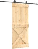 vidaXL Schuifdeur Naturel en Zwart 85 x 210 cm Massief Pine Hout