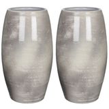 Mica Decorations Vaas Lester - 2x - blanc - brillant - céramique - 50 x 30 cm - vase