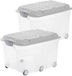 Rotho Roller 6 Set van 2 opbergboxen 57l met deksel en wielen, Kunststof (PP) BPA-vrij, transparant/grijs, 2 x 57l (60.0 x 40.0 x 37.0 cm)