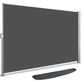 VOUNOT Zijluifel, intrekbaar, outdoor, inkijkbescherming voor tuin, balkon, terras, 160 x 300 cm, grijs