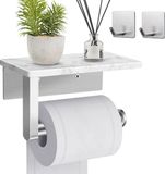 Porte-rouleau de papier toilette sans marque avec étagère en marbre et finition en acier inoxydable
