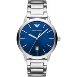 Emporio Armani Herenhorloge analoog quartz zilverkleurig staal blauw 32017145