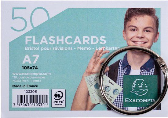Exacompta Flashcard A7 Gelijnd Assorti