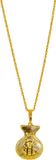 PartyXplosion Carnaval verkleed geldzak met dollar teken ketting/sieraad - goud - kunststof - pooier/gangster - accessoires