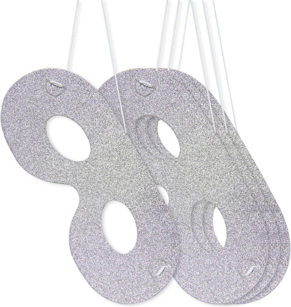 Folat Maskers Zilverkleurige Glitter - 4 stuks