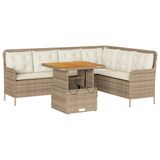 vidaXL Loungeset met kussens, polyrattan, beige