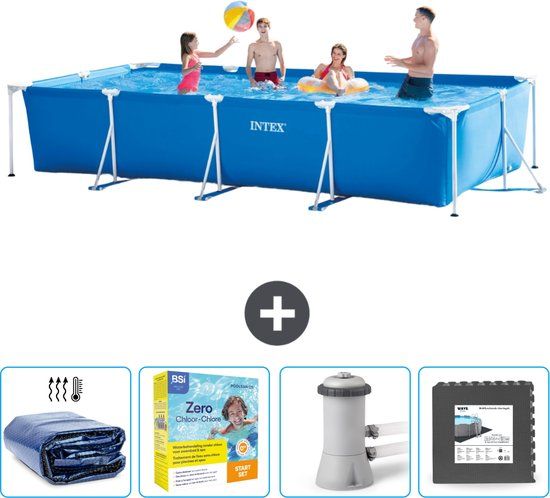 Intex Rechthoekig Frame Zwembad - 450 x 220 x 84 cm - Blauw - Compleet Pakket