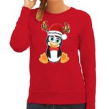 Bellatio Decorations Foute Kersttrui/sweater voor dames - Merry Christmas - rood - kerst pinguin XL
