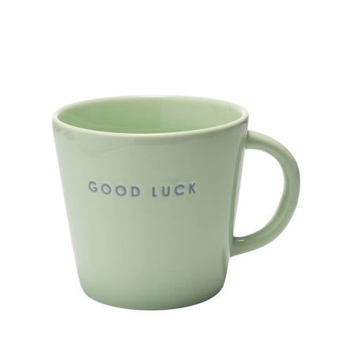 Vondels GOOD LUCK light green cappuccino mok (250 ml)