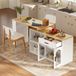 OKWISH Îlot de cuisine - Plateau pivotant à 360° - Espace de rangement avec tiroir et étagères - Pour cuisine et petits espaces - MDF blanc
