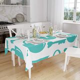 Bonamaison Tafelkleed, Anti-Mold, Sneldrogend, Waterdicht, 100% Polyester Tafellaken, Turkoois, wit, 140 x 160 Cm