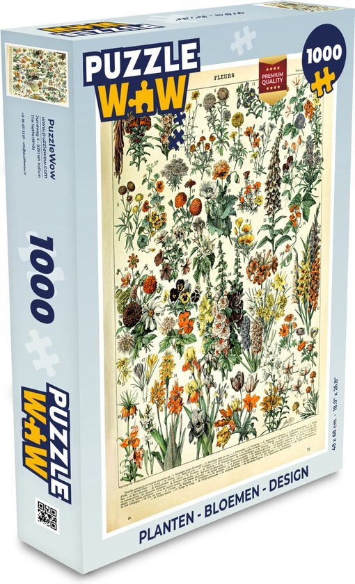 MuchoWow Puzzel Bloemen - Planten - Vintage - Adolphe Millot - Kunst - Legpuzzel - Puzzel 1000 stukjes volwassenen - Sinterklaas cadeautjes - Sinterklaas voor grote kinderen