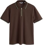 Next - Heren Poloshirt met Standaard Pasvorm en Contrasttextuur - Bruin
