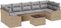 vidaXL Bankstel 8-zits Beige en Grijs Polyrattan