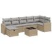 vidaXL 7-delige Loungeset met Kussens, Poly Rattan, Beige en Grijs