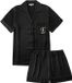 Emilie collection Fliex / Emilie collection Emilie collection - pyjamaset - zwart - satijn - dames shortama - pyjama kort - maat large
