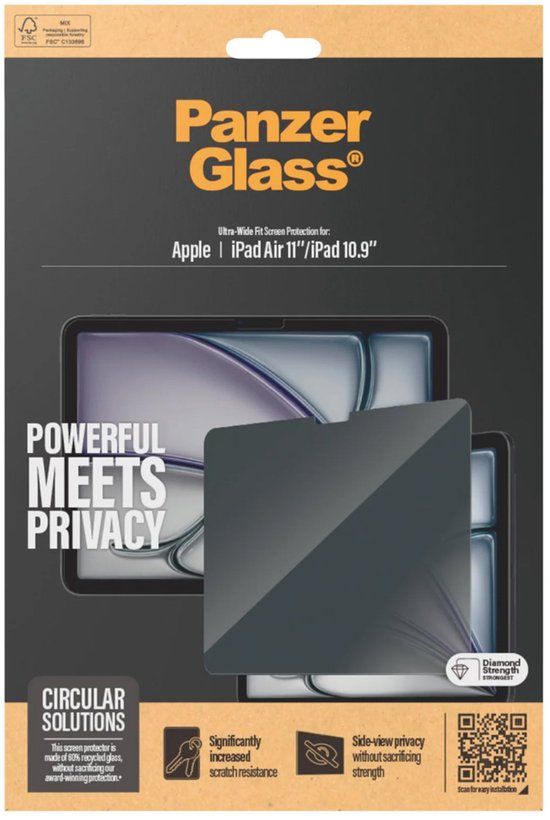 PanzerGlass Screenprotector geschikt voor Apple iPad Air 11 Inch (2024) Glazen | PanzerGlass Ultra-Wide Fit Privacy Screenprotector Privacy - Case Friendly