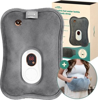 Zenwave Elektrische Kruik met Hoes - Grijs