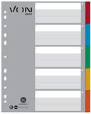 VON Leitz, 1289000, tabbladen voor mappen, A4, 5 blanco tabbladen voor mappen, extra breed, 100% gerecycled karton, 11-gaats universele tabbladen voor snelhechters en ringmappen, meerkleurig, 1289000