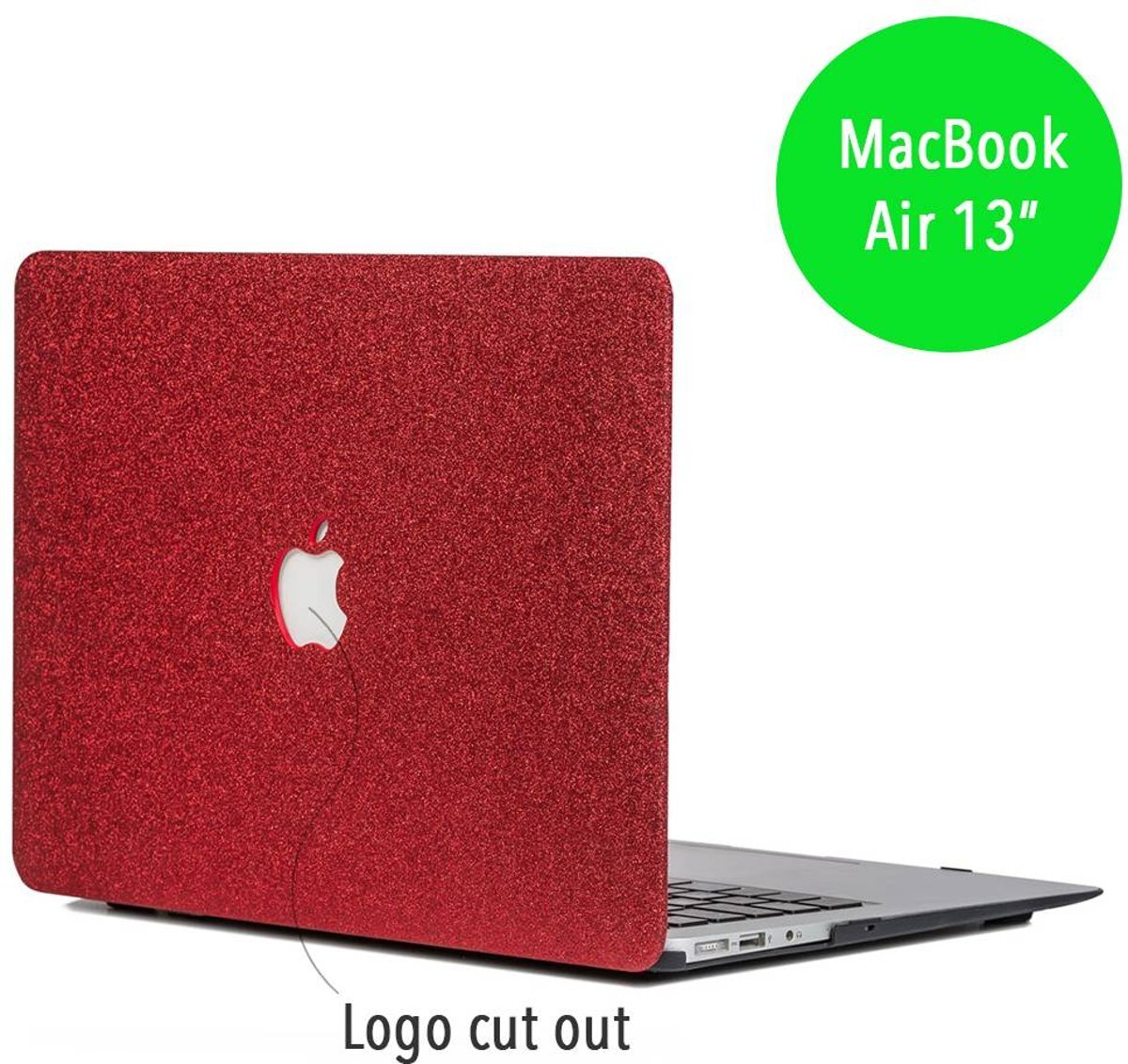 Lunso - glitter hardcase hoes - MacBook Air 13 inch - rood