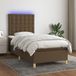 Maison Exclusive - Lit boxspring avec matelas et éclairage LED, brun foncé, 100x200 cm, textile