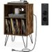 Coast Support pour platines - 3 niveaux - avec station de recharge et 4 prises - marron rustique