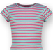 Vingino Basic rib crop striped tee-Aqua blue - Maat 104