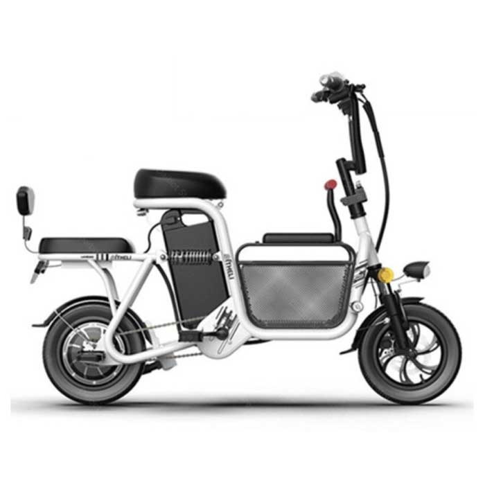 Daibot Elektrische Fiets met Extra Zitje - Vouwbare Smart E Bike - 350W - 20 Ah Batterij - Wit