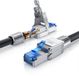 Primewire Câble LAN CAT 8, câble réseau jusqu'à 40 Gbit/s, avec 2 connecteurs RJ45, double blindage S/FTP, contacts plaqués or, protection contre les torsions, câble de raccordement, Ethernet, 0,25 m, noir