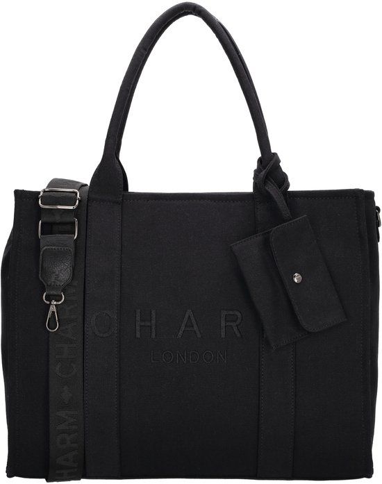 Charm London Bond Laptoptas 15,6 inch - Schouderband - A4 - Werktas - Dames Tas - Zwart